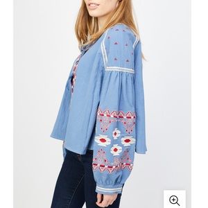 Anthropologie RD + Koko Embroidered Boho Top S